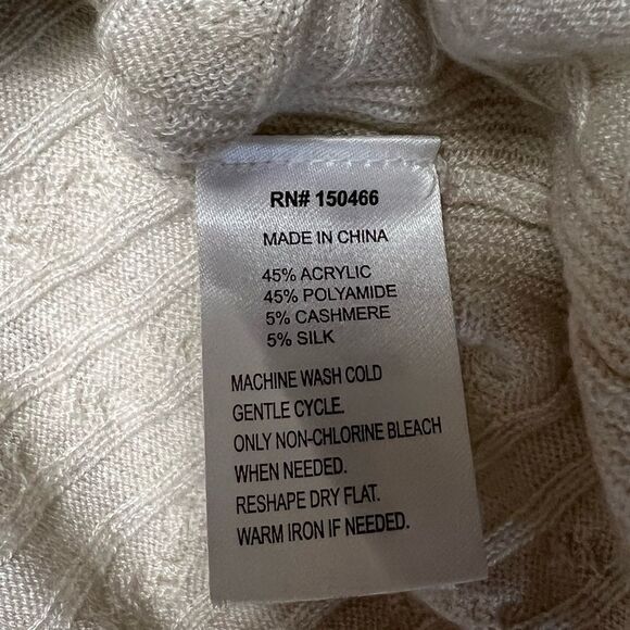 Market & Spruce Cashmere Blend Cable Knit Sweater Cream Size Large - Picture 3 of 5